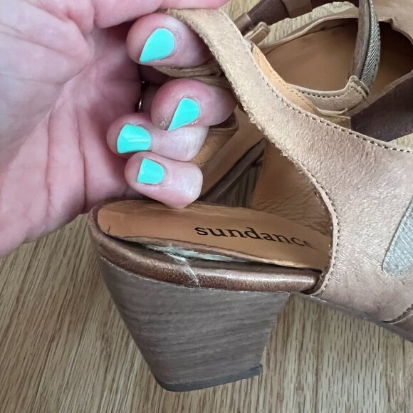 Sundance Brown Leather Slingback Heels Women's Size 38.5 - Picture 8 of 10